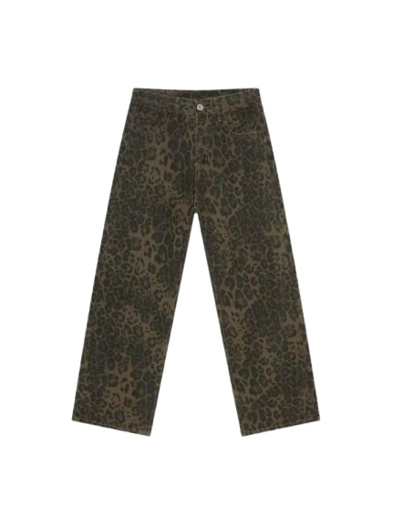 Leopard Print Baggy Jeans